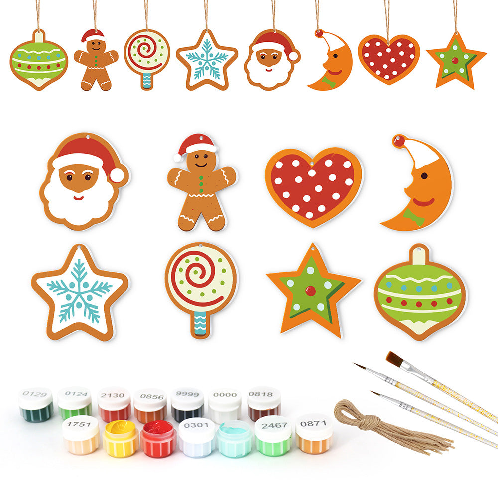 8 Piezas de Adornos Navideños Pintar por Números | Kit de Luna y Estrellas