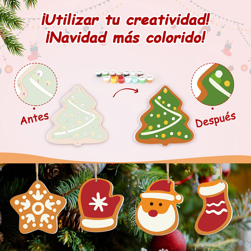 8 Piezas de Adornos Navideños Pintar por Números | Kit de Muñeco de Nieve y Copos de Nieve