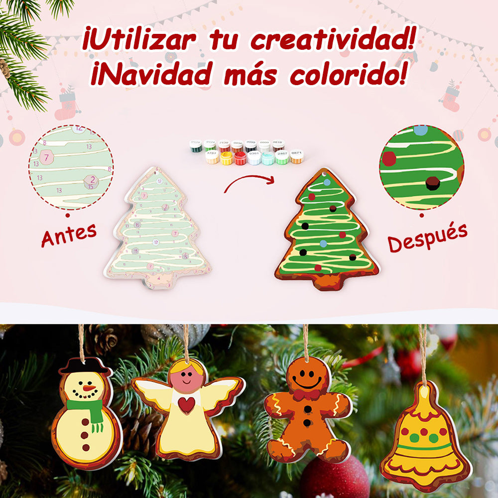 8 Piezas de Adornos Navideños Pintar por Números | Kit de Nochebuena