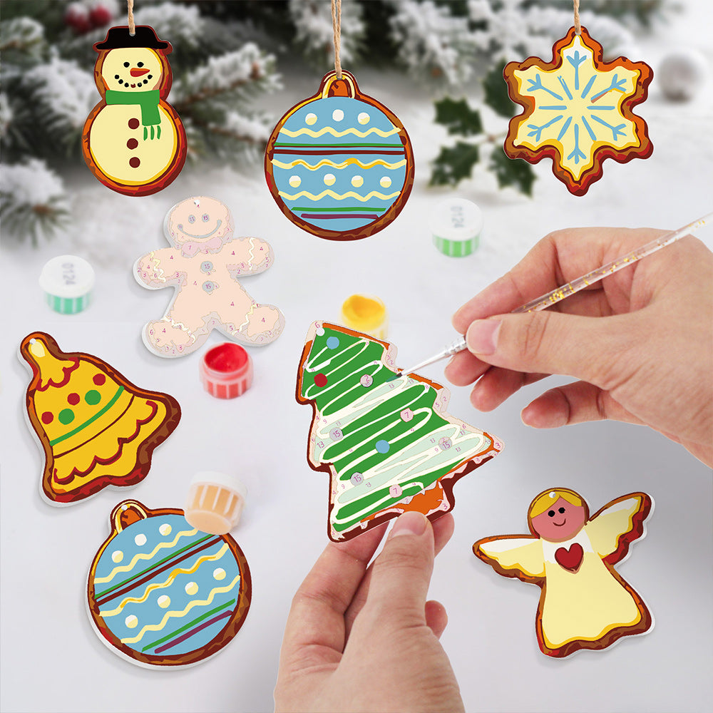 8 Piezas de Adornos Navideños Pintar por Números | Kit de Nochebuena