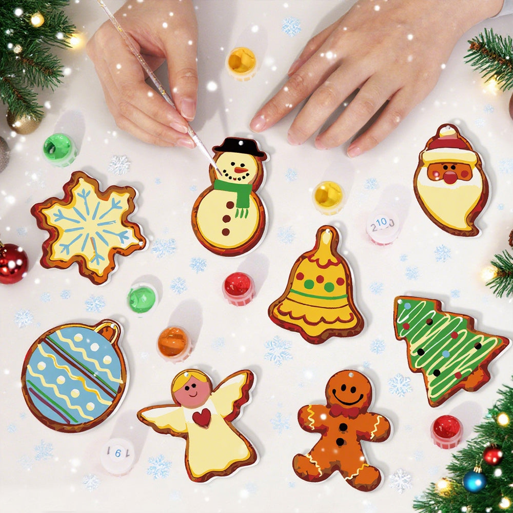 8 Piezas de Adornos Navideños Pintar por Números | Kit de Nochebuena