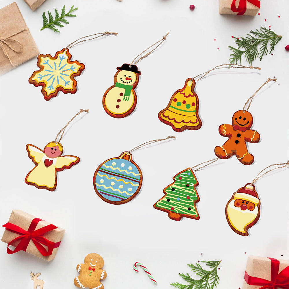 8 Piezas de Adornos Navideños Pintar por Números | Kit de Nochebuena