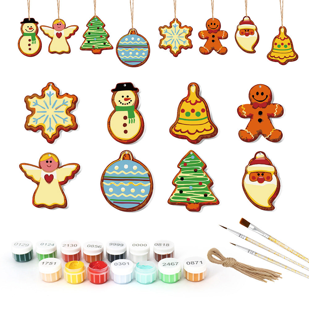 8 Piezas de Adornos Navideños Pintar por Números | Kit de Nochebuena