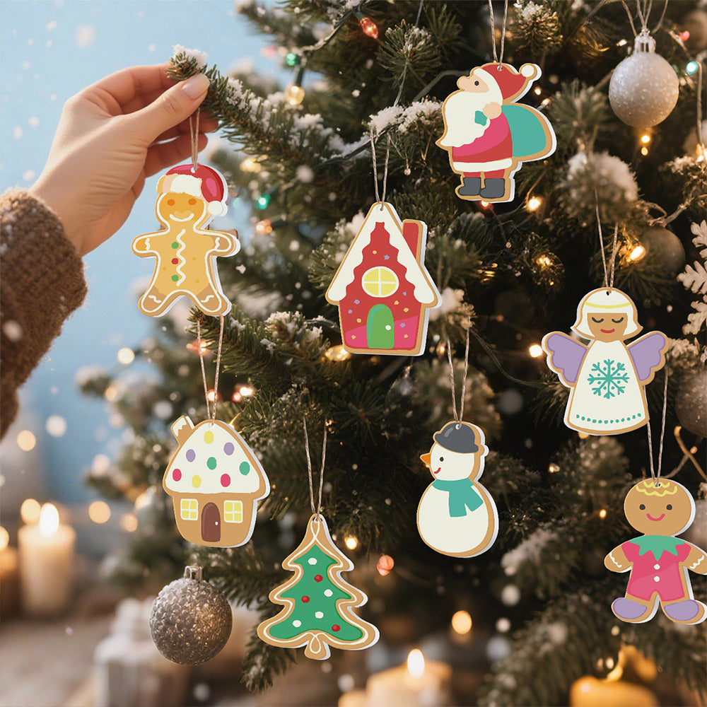 8 Piezas de Adornos Navideños Pintar por Números | Kit de Papá Noel y Ángel