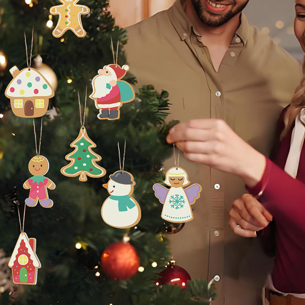 8 Piezas de Adornos Navideños Pintar por Números | Kit de Papá Noel y Ángel