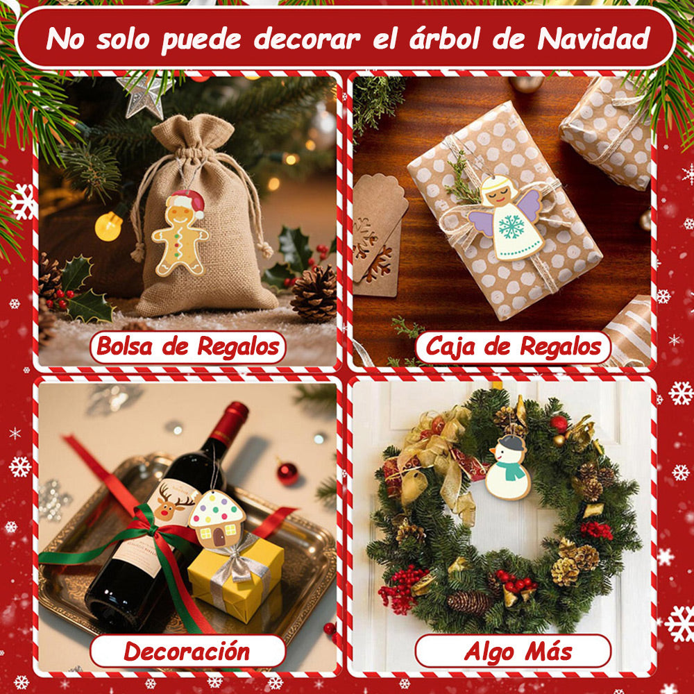 8 Piezas de Adornos Navideños Pintar por Números | Kit de Papá Noel y Ángel