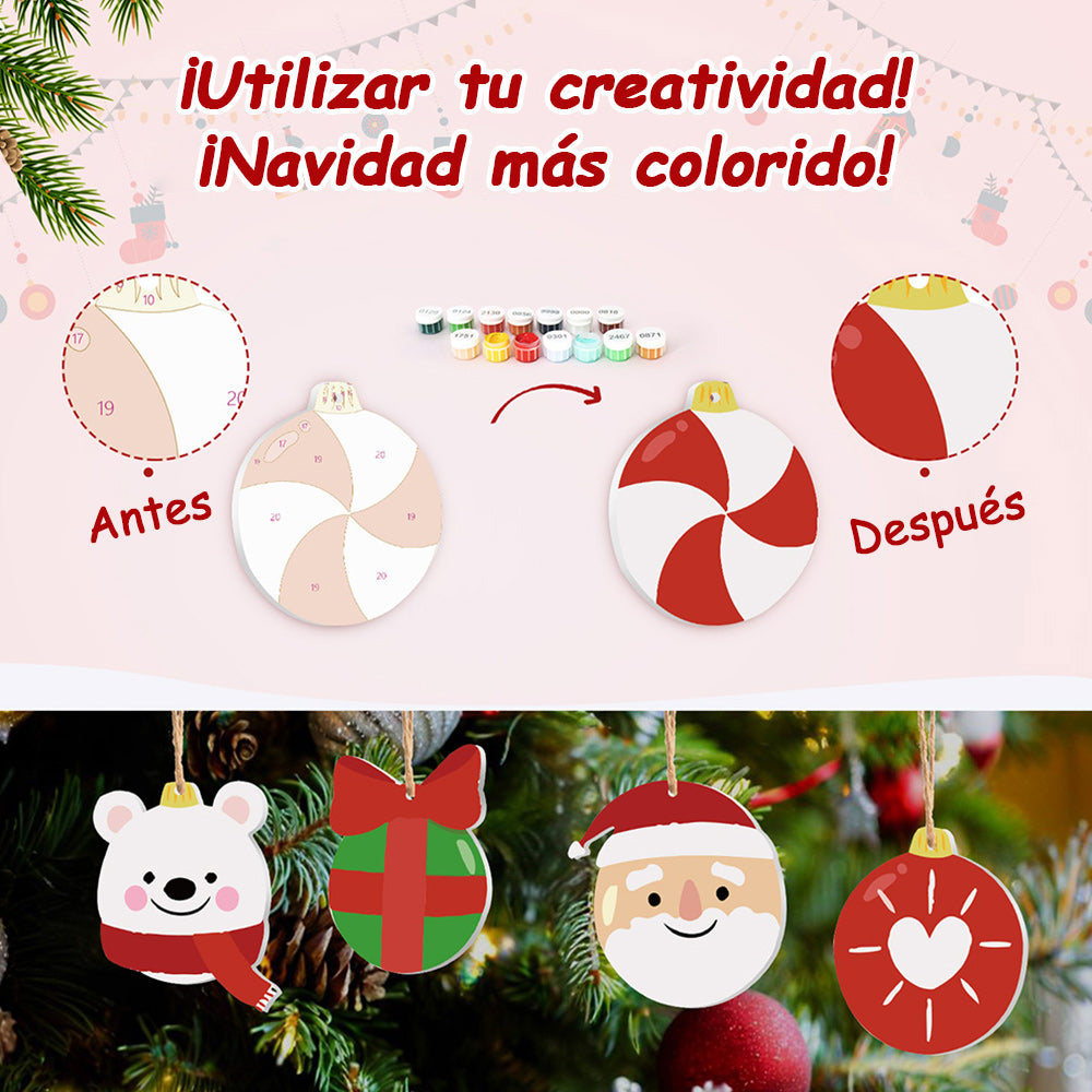 8 Piezas de Adornos Navideños Pintar por Números | Kit de Regalos y Animales