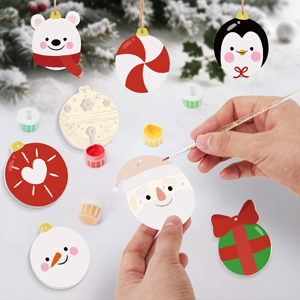 8 Piezas de Adornos Navideños Pintar por Números | Kit de Regalos y Animales