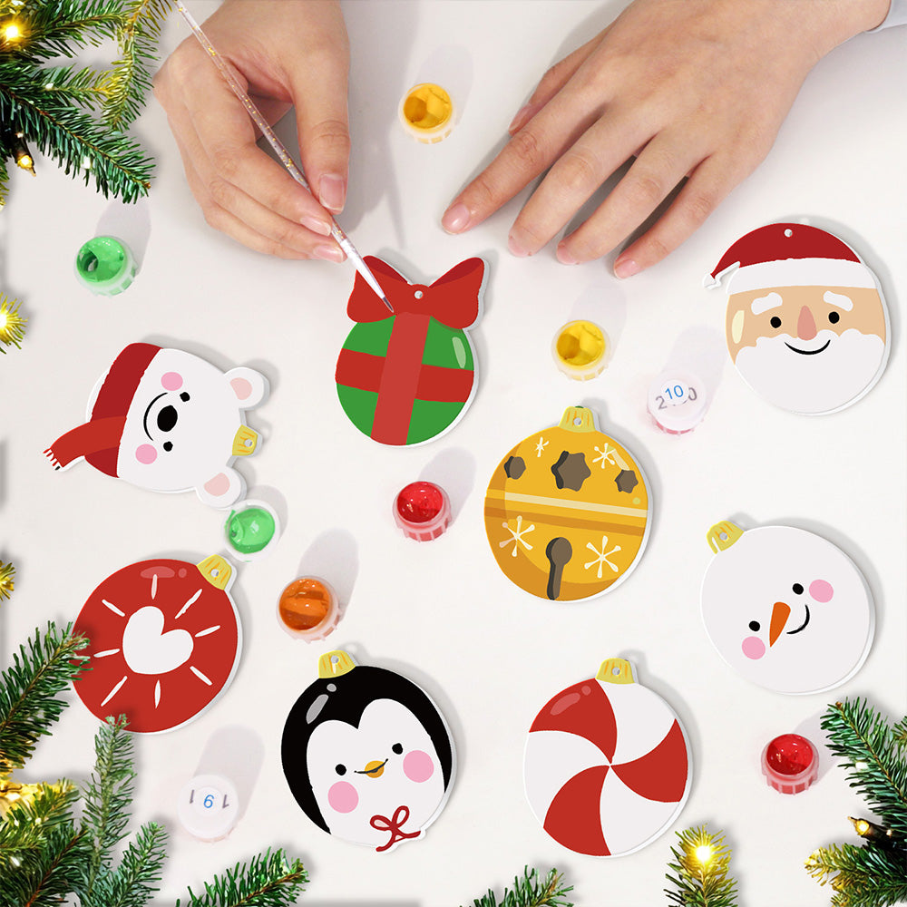 8 Piezas de Adornos Navideños Pintar por Números | Kit de Regalos y Animales