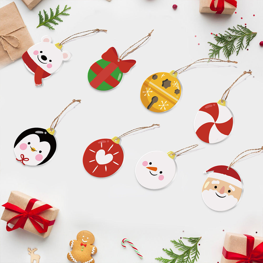 8 Piezas de Adornos Navideños Pintar por Números | Kit de Regalos y Animales