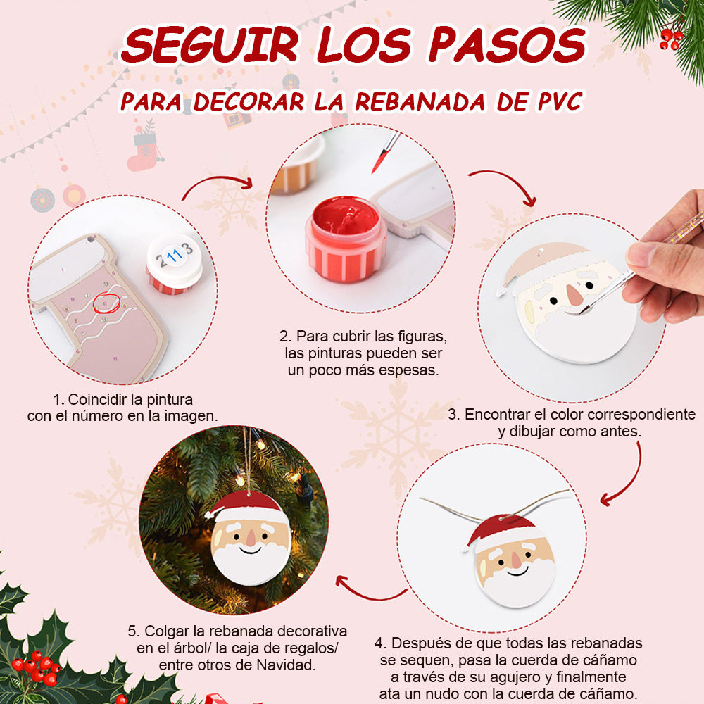 8 Piezas de Adornos Navideños Pintar por Números | Kit de Regalos y Animales