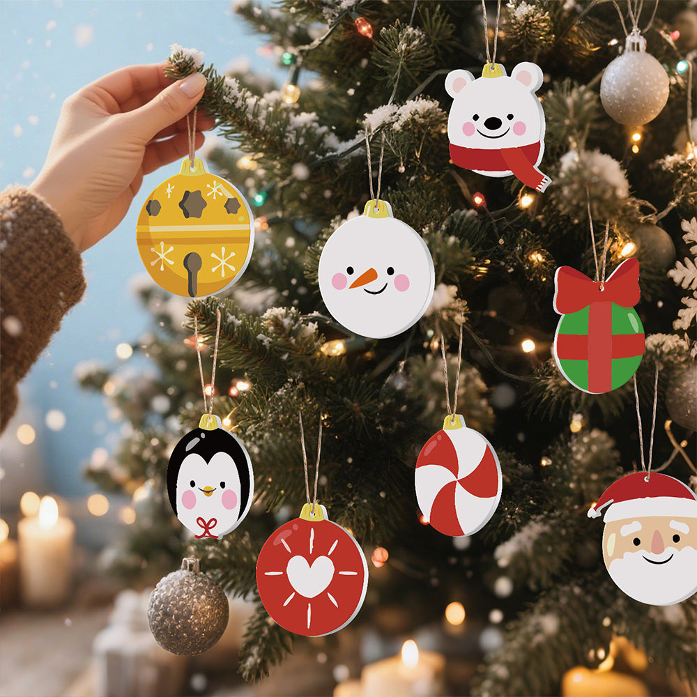 8 Piezas de Adornos Navideños Pintar por Números | Kit de Regalos y Animales