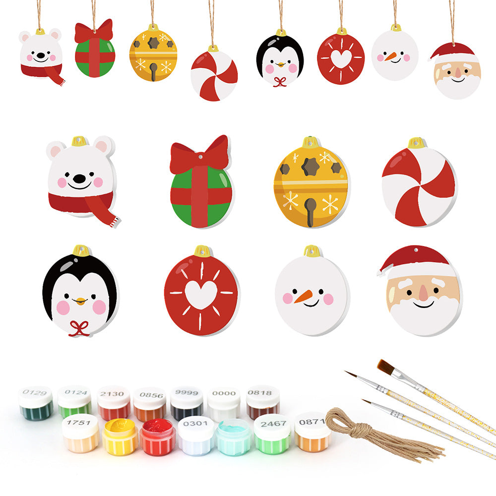 8 Piezas de Adornos Navideños Pintar por Números | Kit de Regalos y Animales