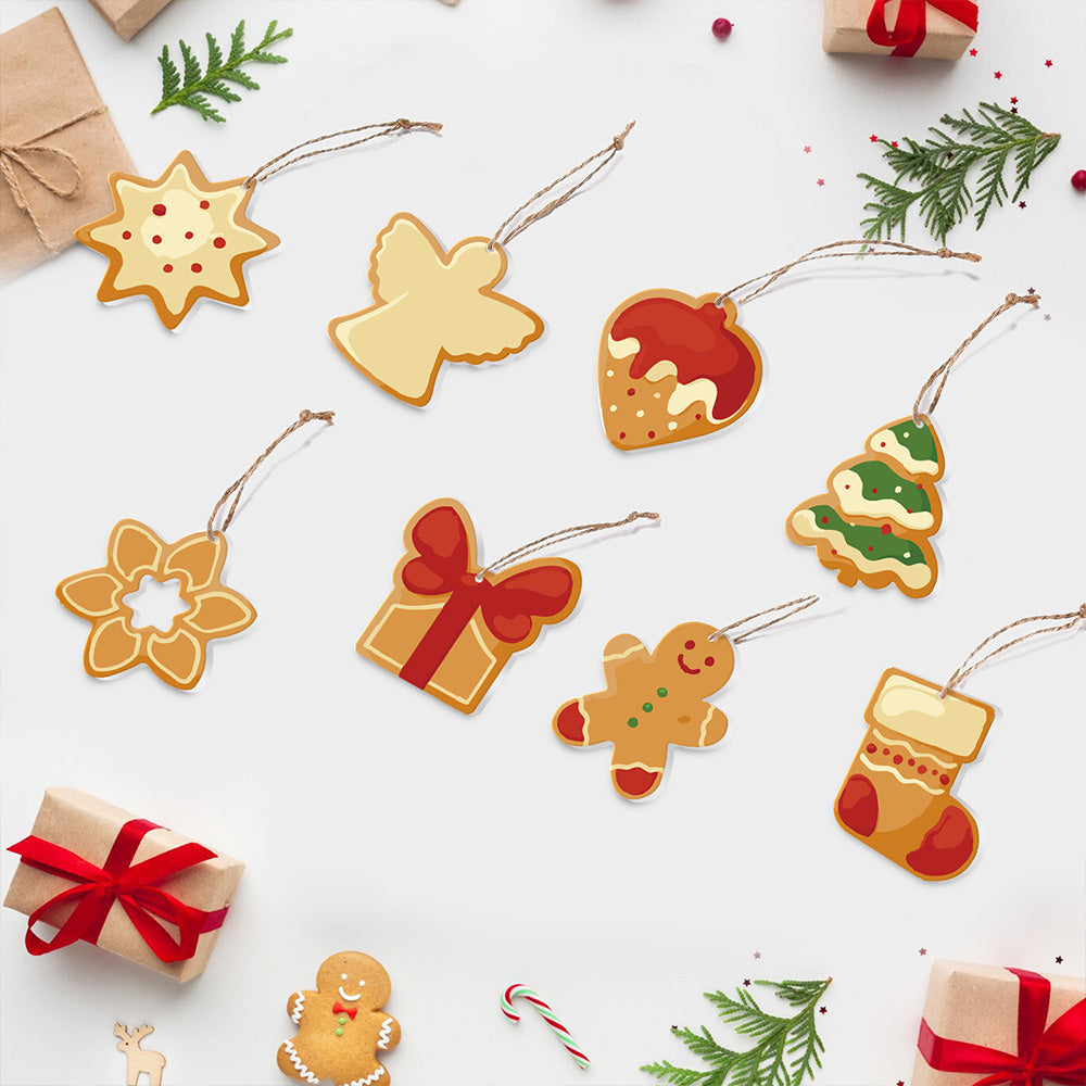 8 Piezas de Adornos Navideños Pintar por Números | Kit de Tarta de Fresa y Hombre de Jengibre