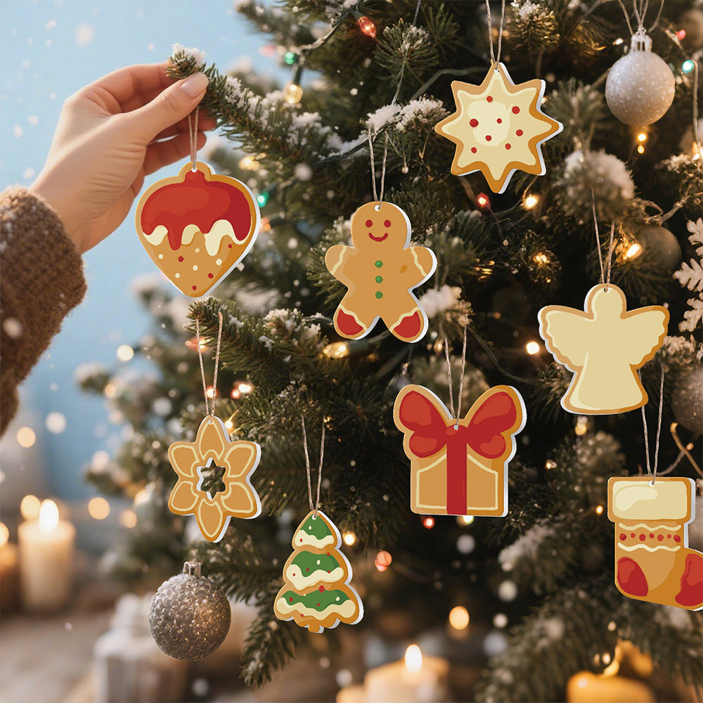 8 Piezas de Adornos Navideños Pintar por Números | Kit de Tarta de Fresa y Hombre de Jengibre