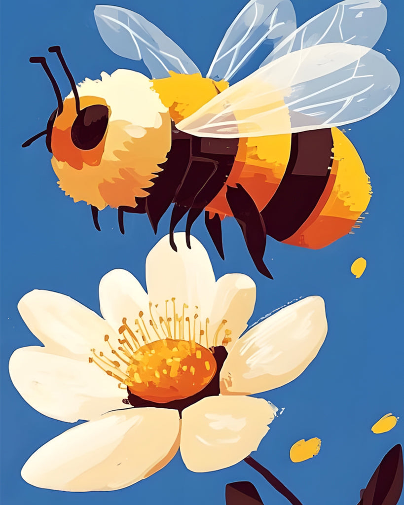 Abeja Volando sobre Flor Blanca Pintar por Números Niños