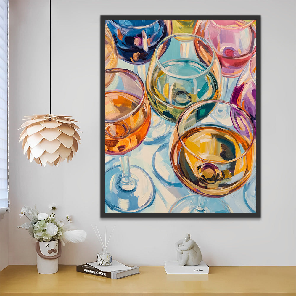 Agua Colorida en Copas de Vino Pintar por Números