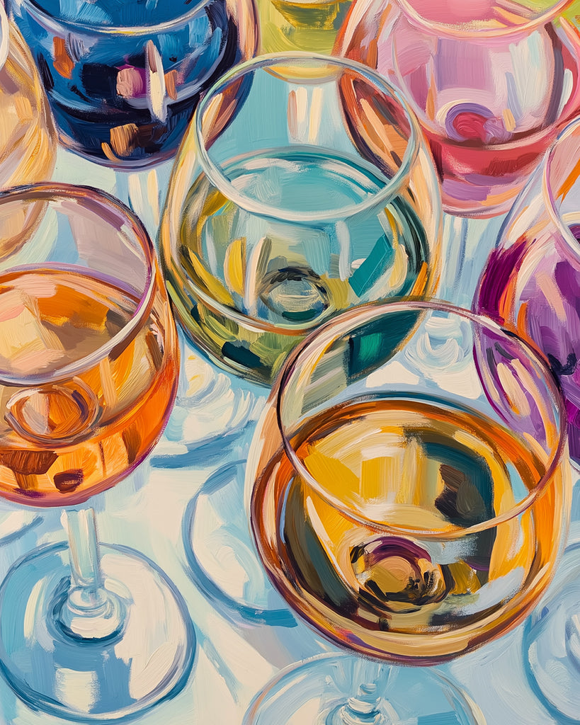Agua Colorida en Copas de Vino Pintar por Números