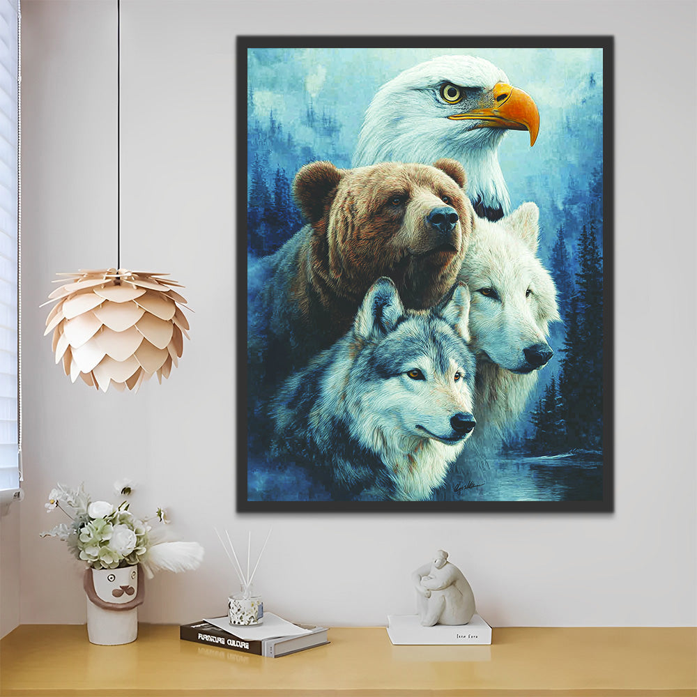 Águila y Oso con Lobos Pintar por Números