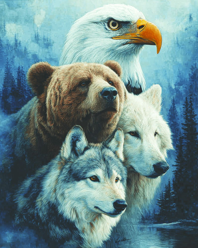 Águila y Oso con Lobos Pintar por Números