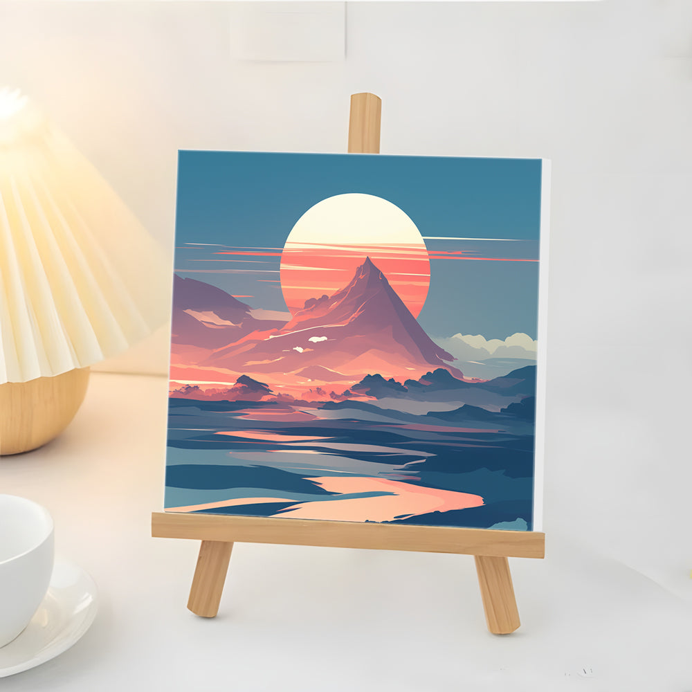 Amanecer de la Cima de Montañas Mini Pintar por Números