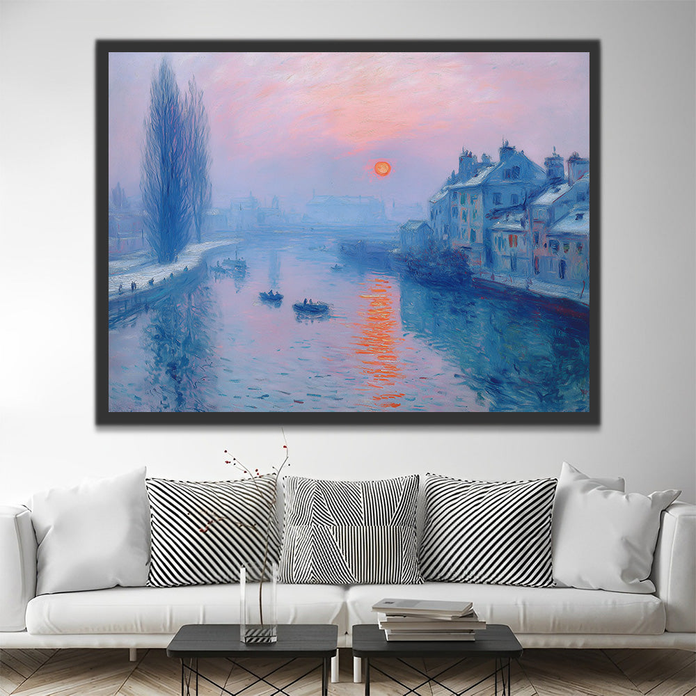 Amanecer sobre el Río de Invierno Pintar por Números