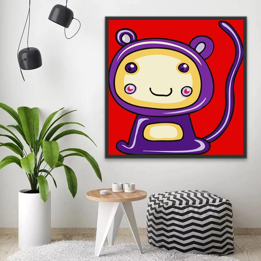Animal Lindo Sonriente en el Fondo Rojo Pintar por Números Niños