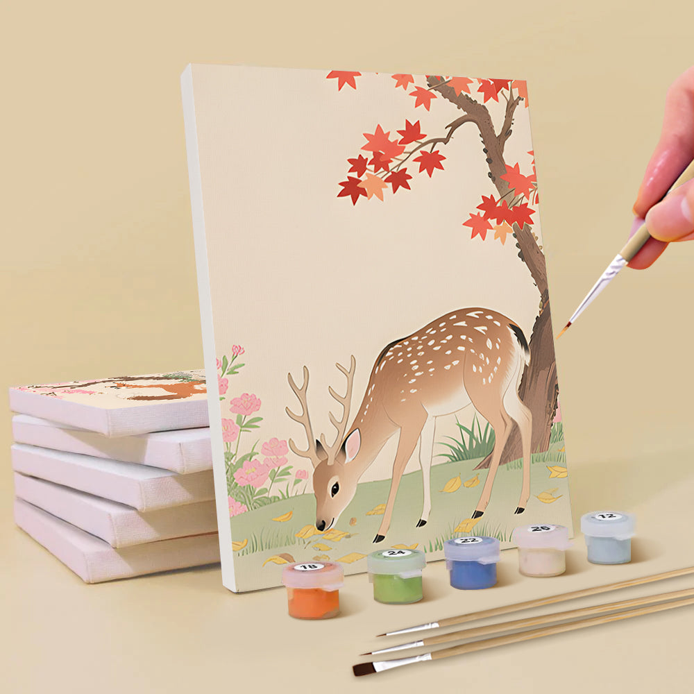 Animales Bajo Árboles en Flor 6 Partes Mini Pintar por Números