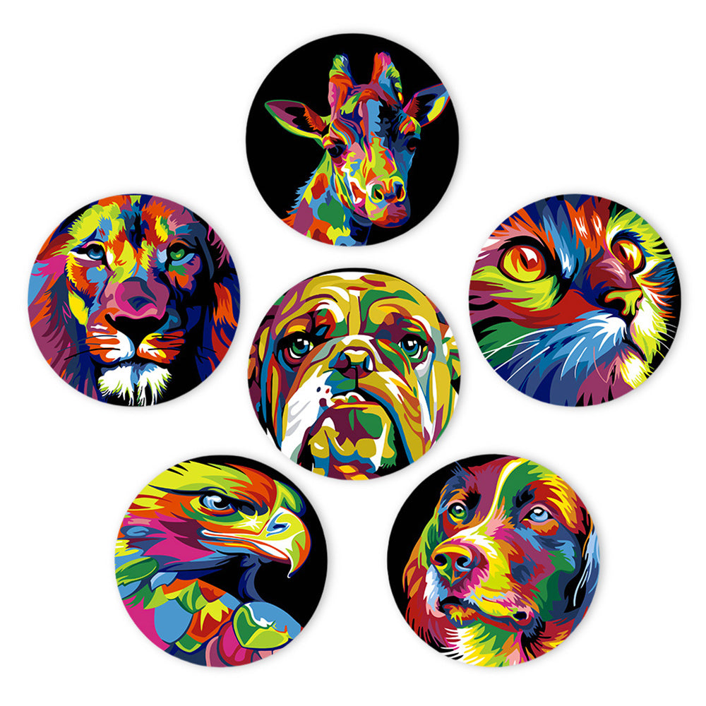 Animales Coloridos 6 Salvamanteles Pintar por Números