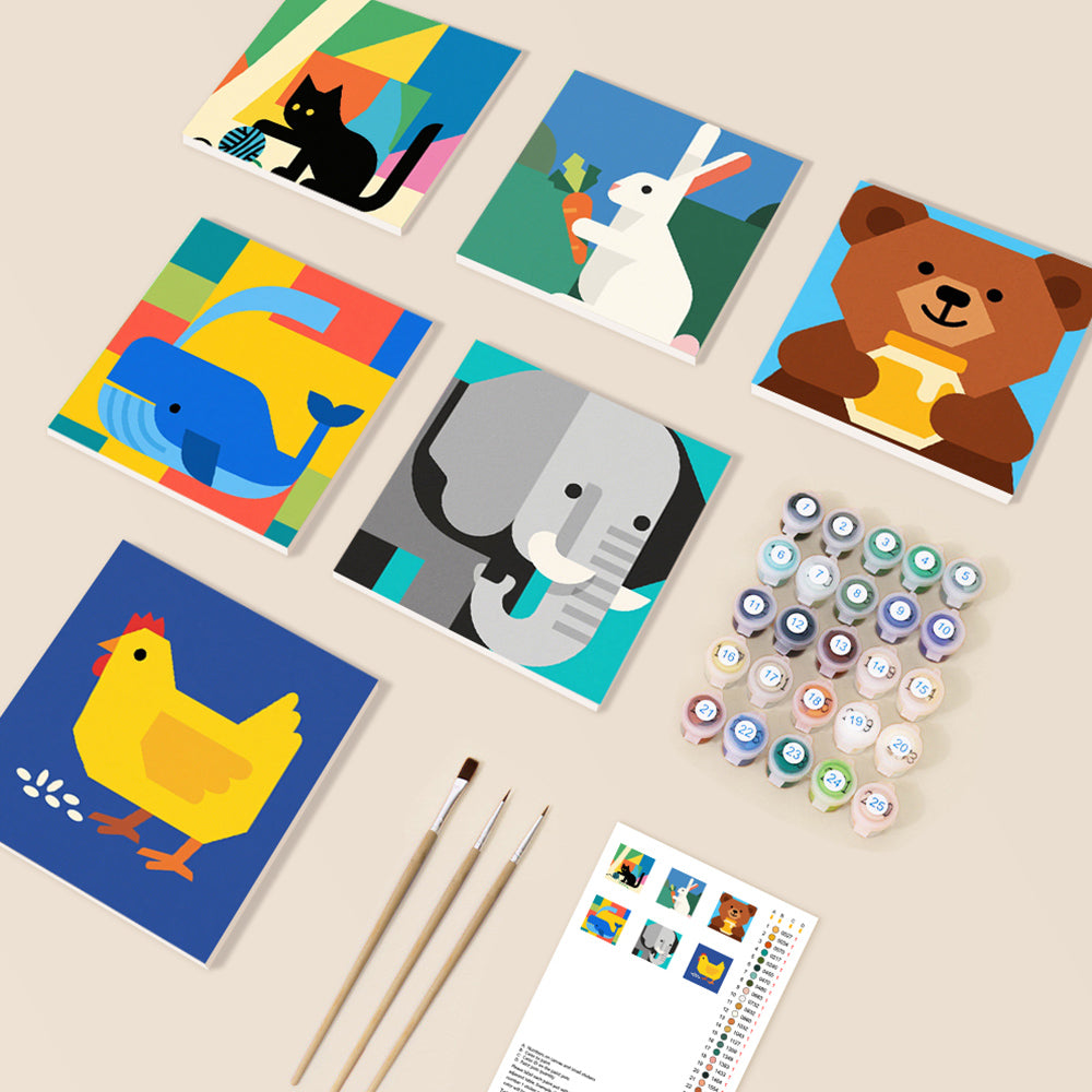 Animales de Dibujos Animados 6 Partes Mini Pintar por Números