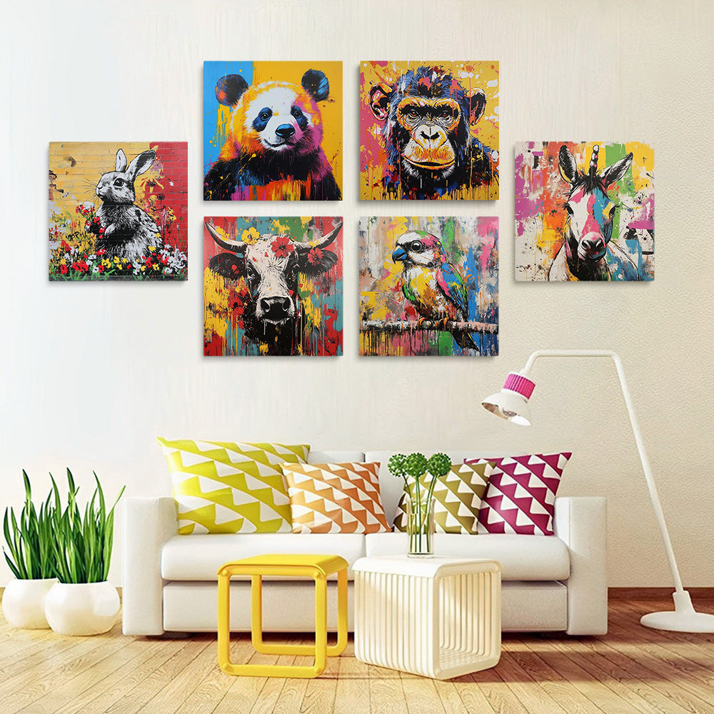 Animales en Estilo Graffiti 6 Partes Mini Pintar por Números