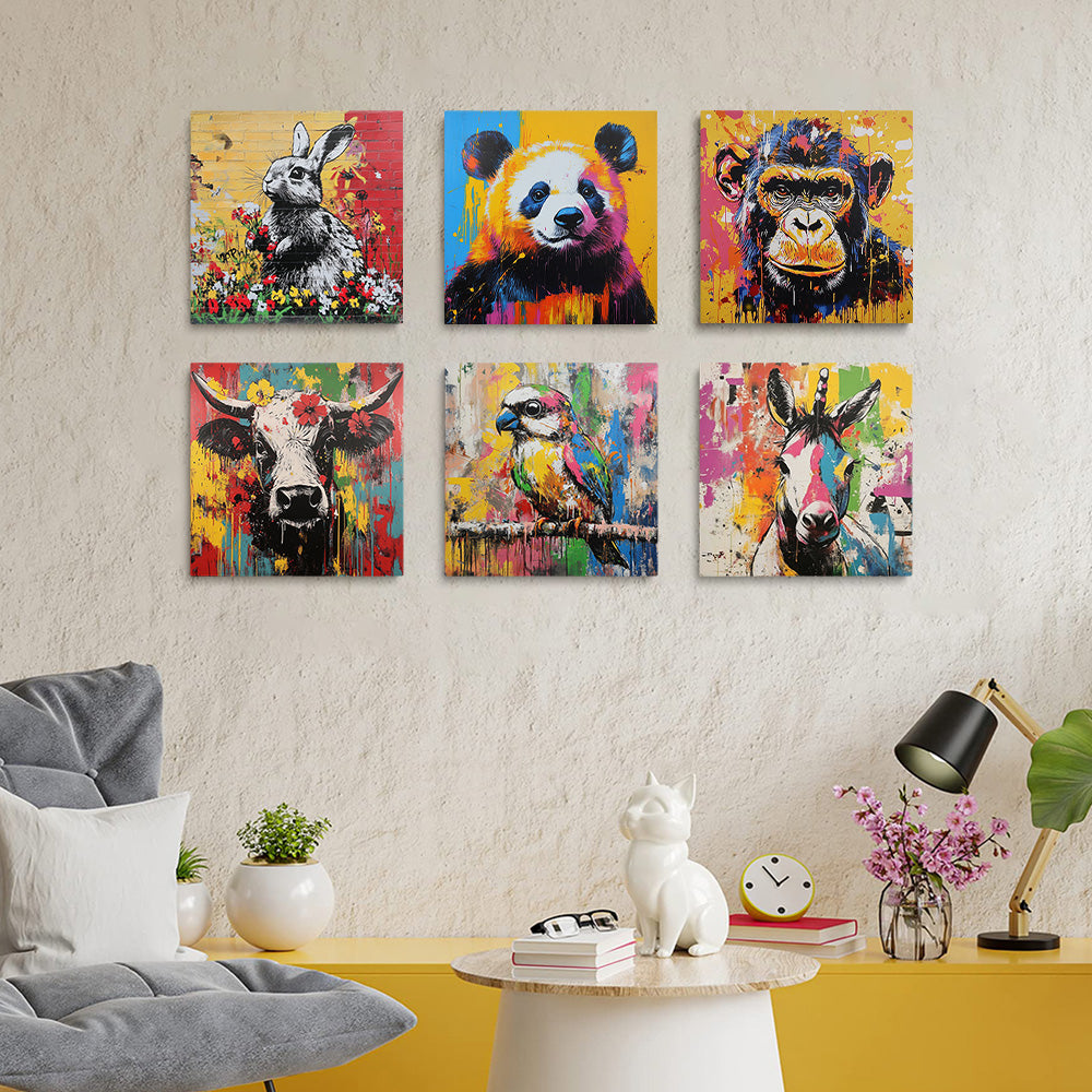 Animales en Estilo Graffiti 6 Partes Mini Pintar por Números