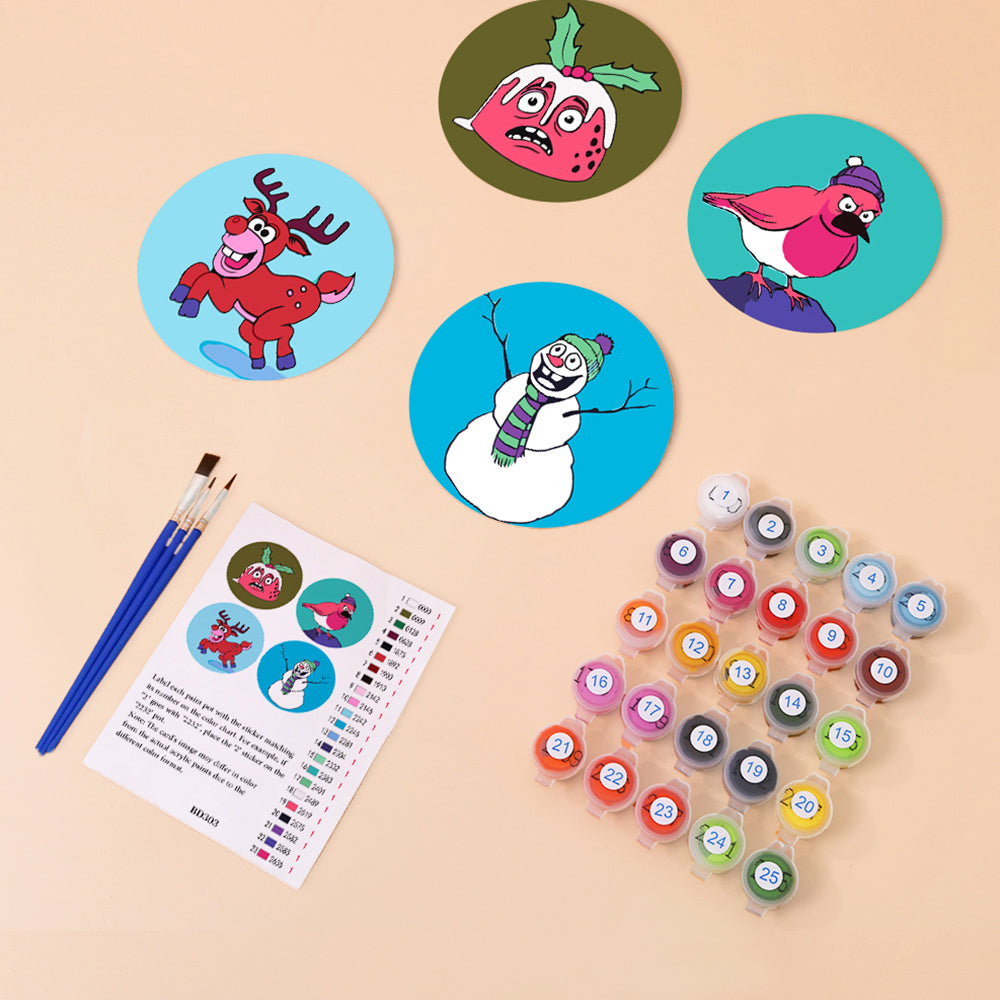 Animales Navideños 4 Posavasos Pintar por Números