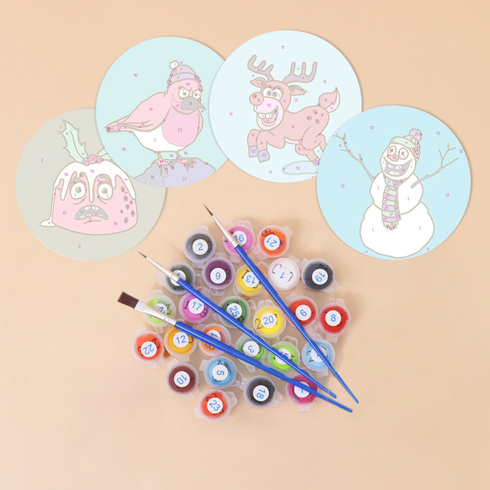Animales Navideños 4 Posavasos Pintar por Números