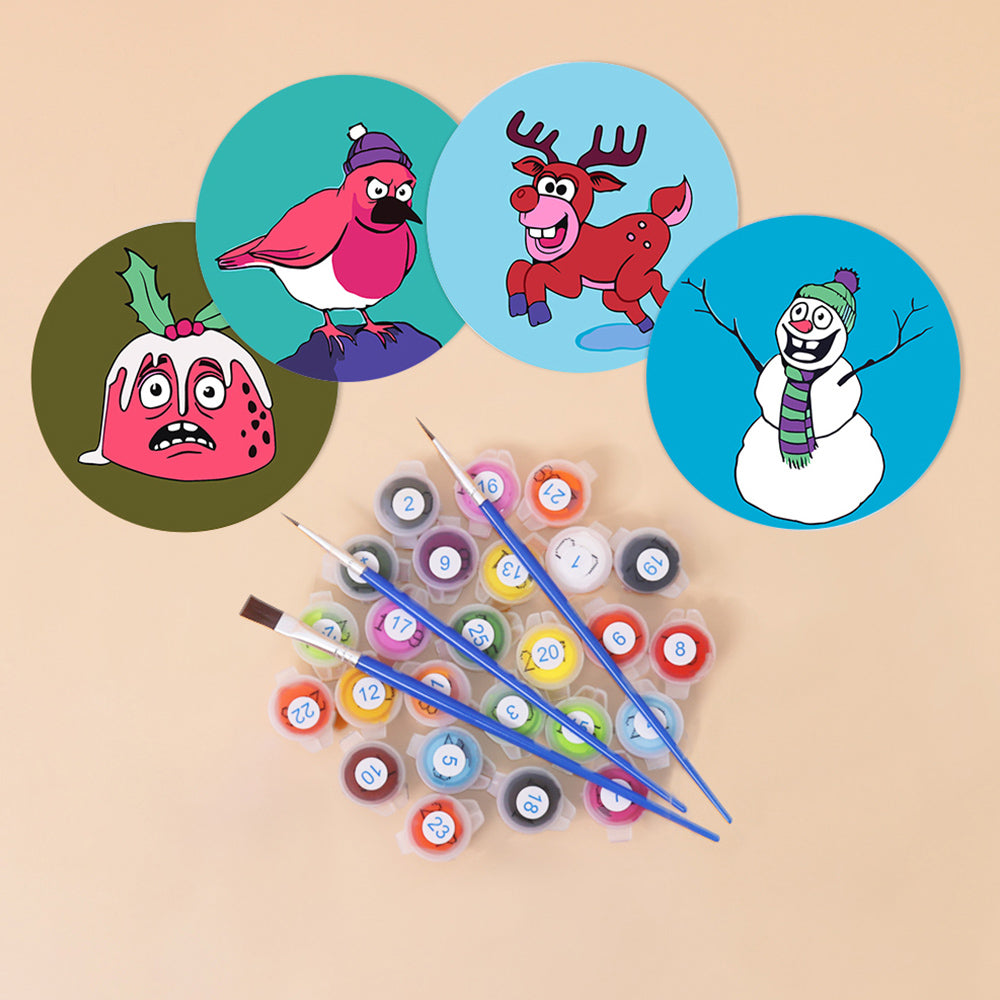 Animales Navideños 4 Posavasos Pintar por Números