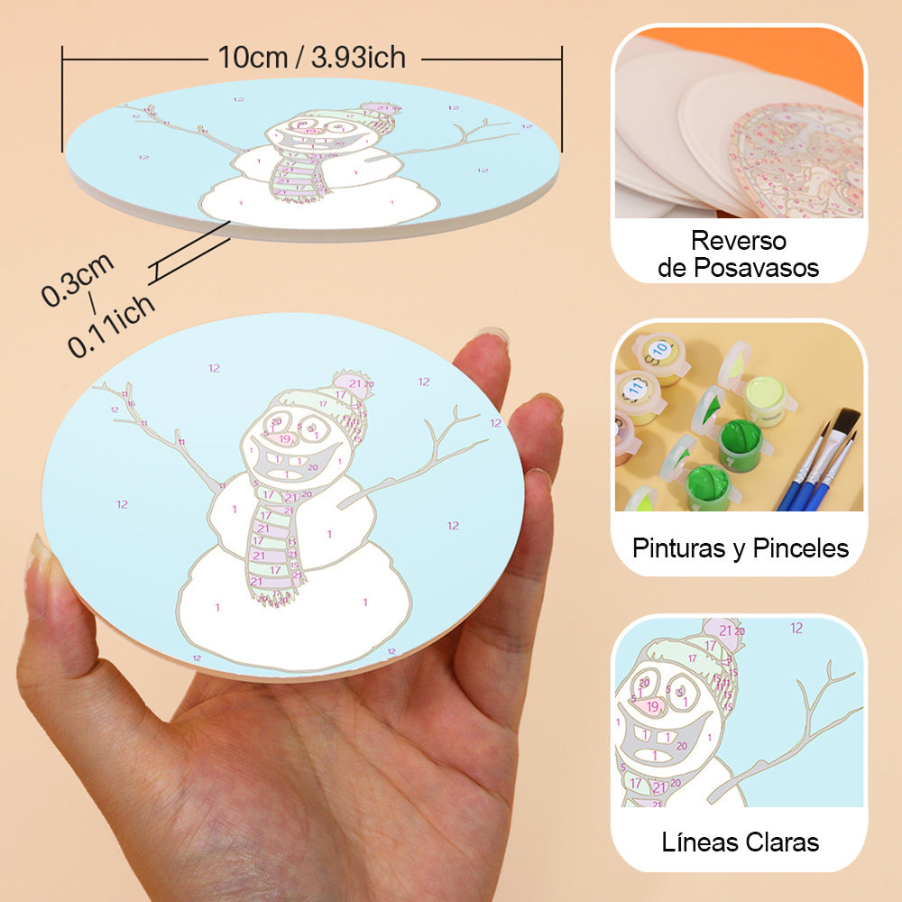 Animales Navideños 4 Posavasos Pintar por Números