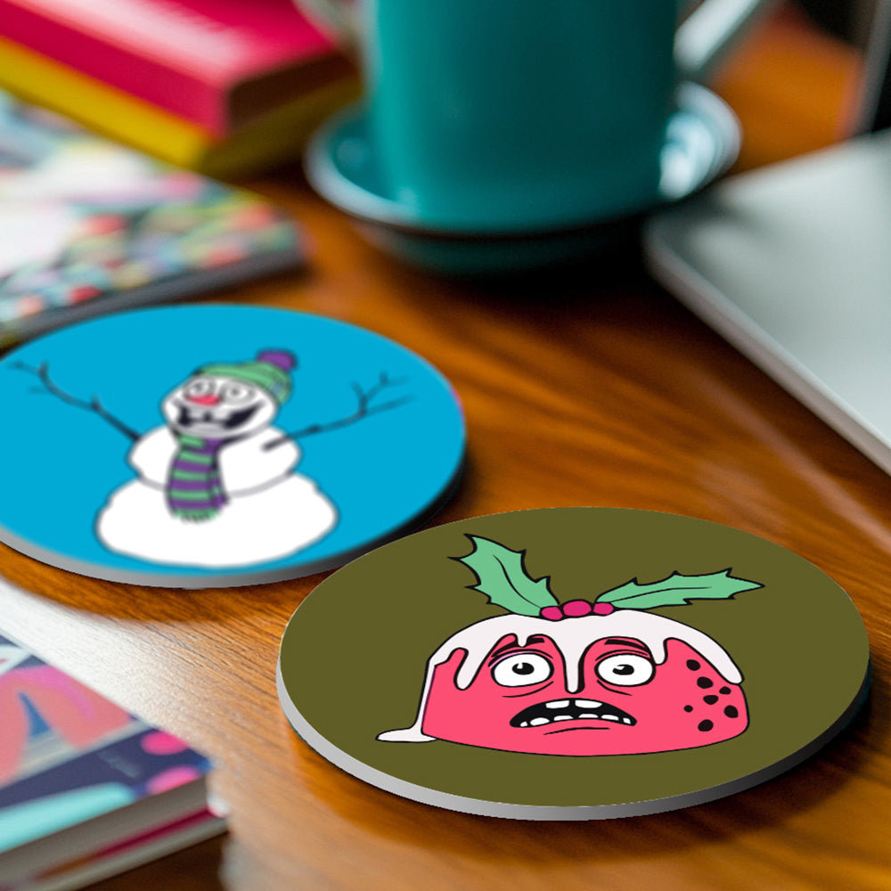 Animales Navideños 4 Posavasos Pintar por Números