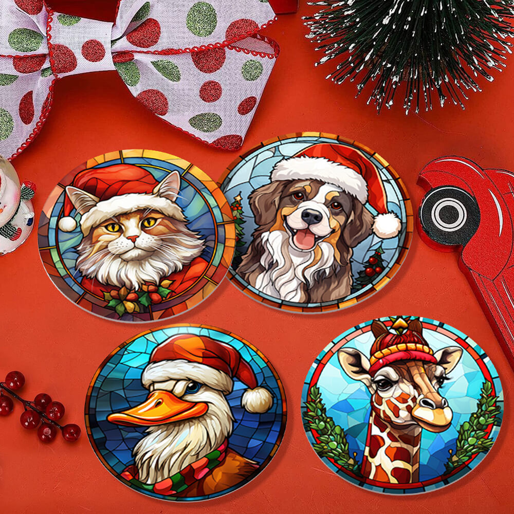 Animales Navideños 6 Posavasos Pintar por Números