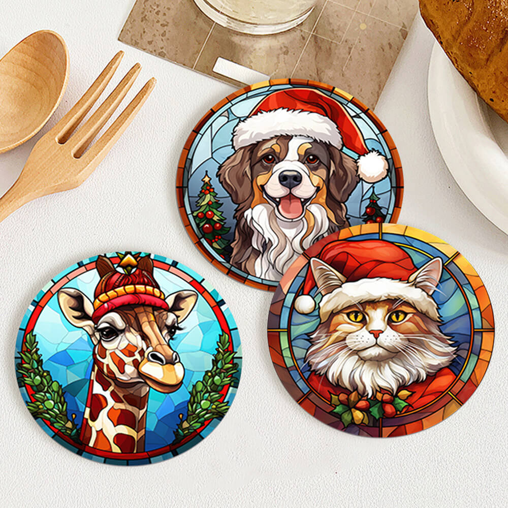 Animales Navideños 6 Posavasos Pintar por Números