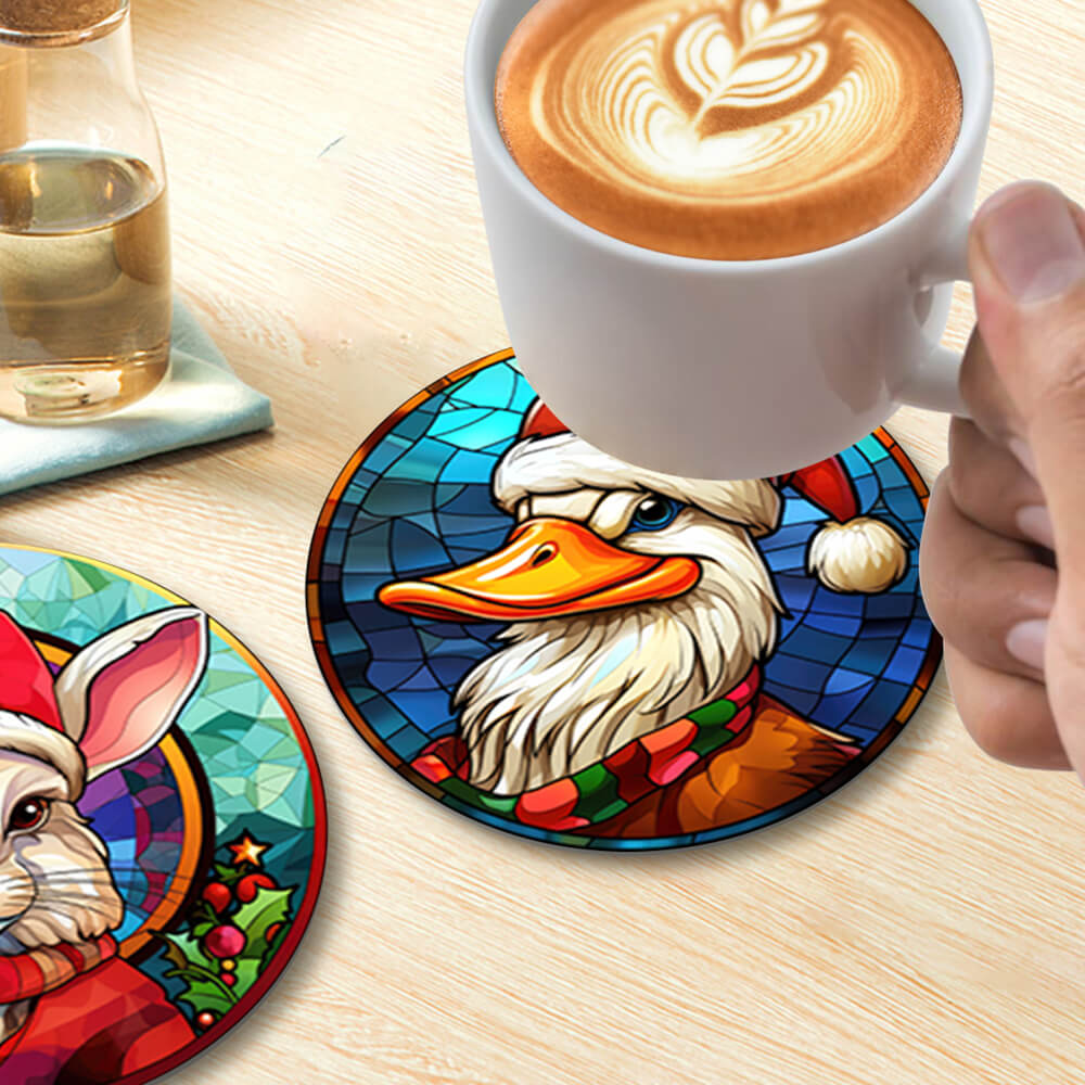 Animales Navideños 6 Posavasos Pintar por Números