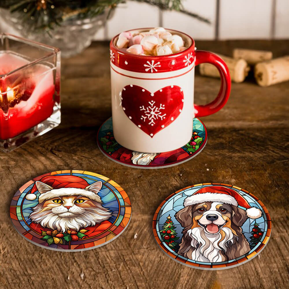 Animales Navideños 6 Posavasos Pintar por Números