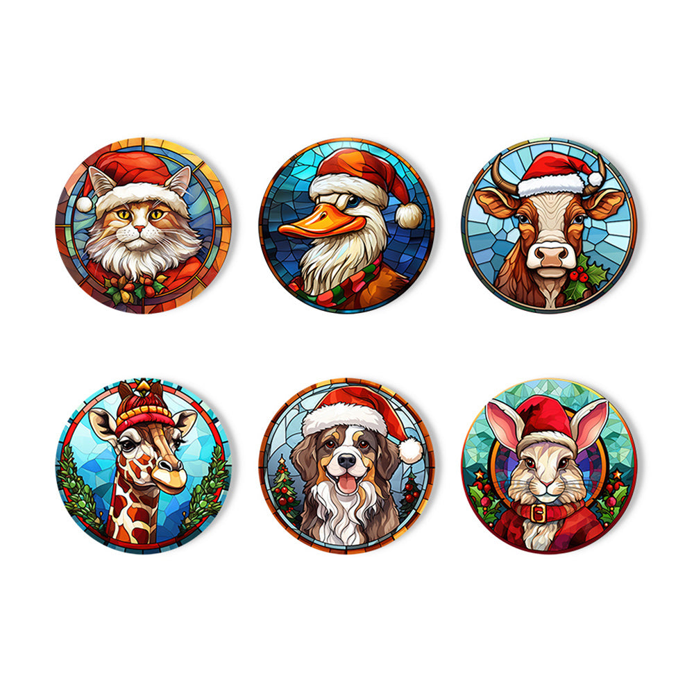 Animales Navideños 6 Posavasos Pintar por Números