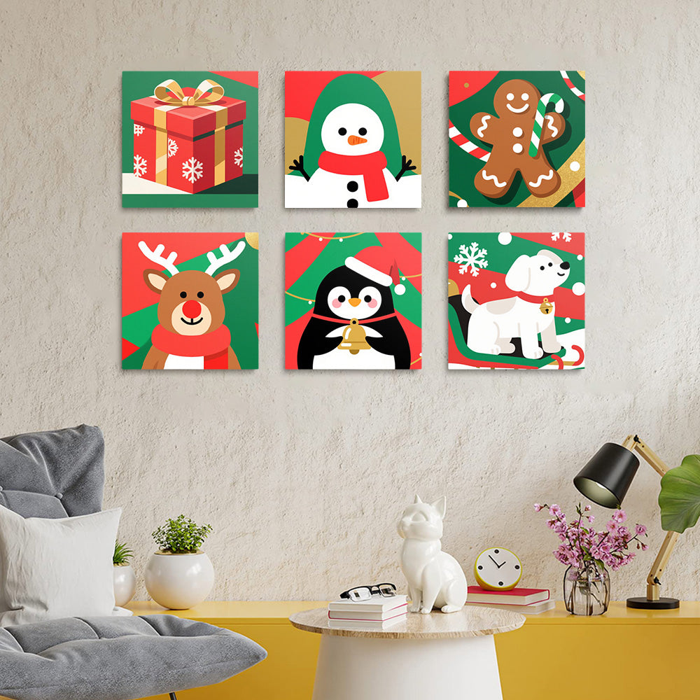 Animales y Regalos de Navidad 6 Partes Mini Pintar por Números