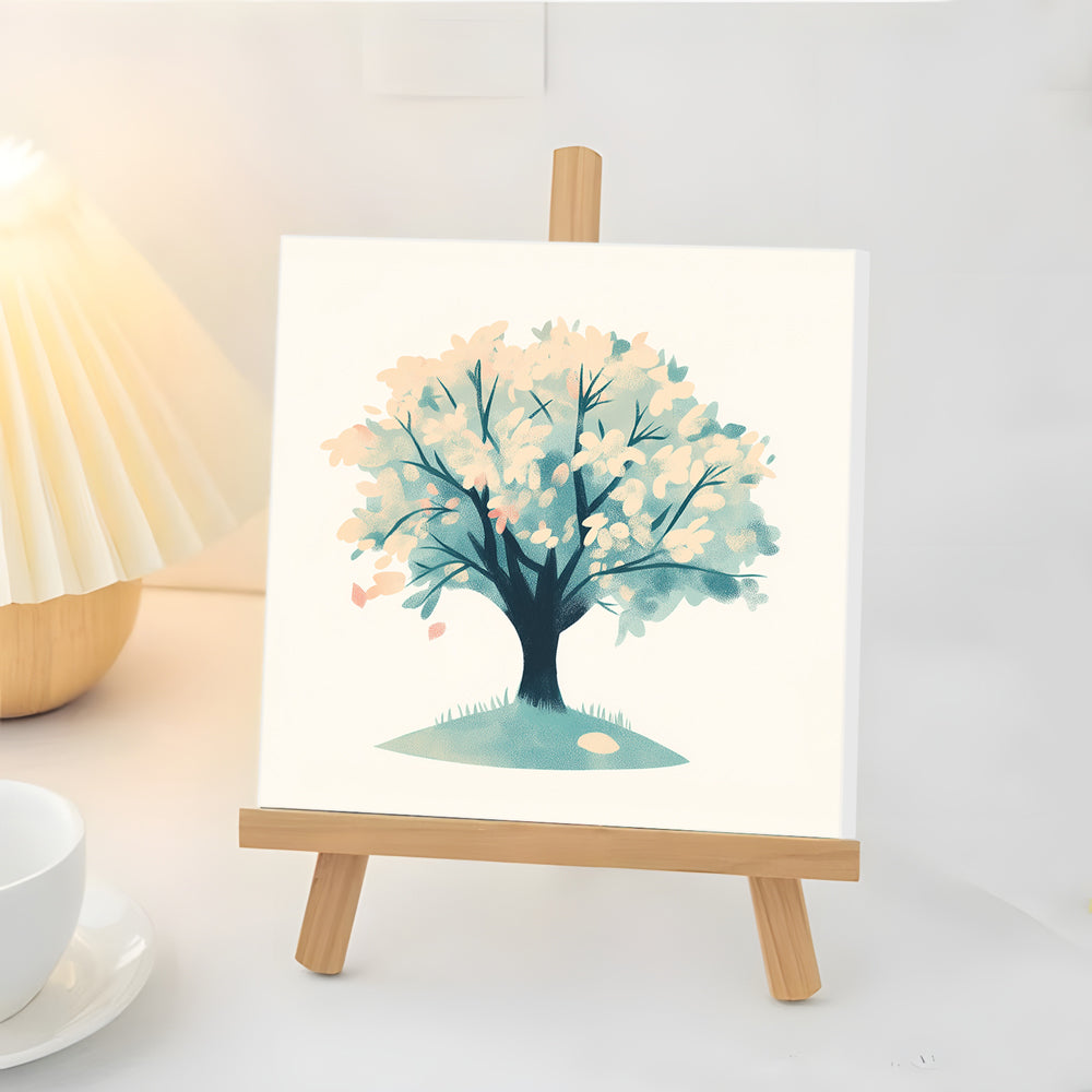 Árbol de Flores Blancas en Primavera Mini Pintar por Números