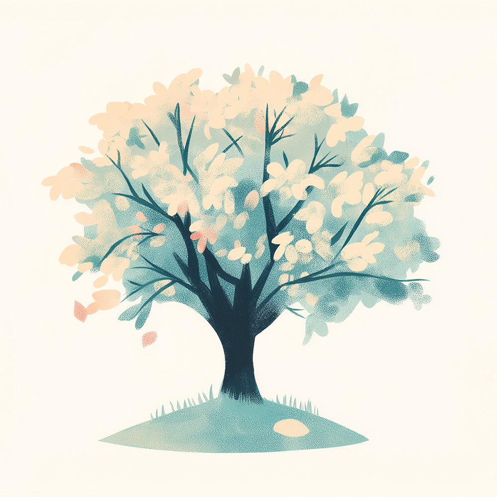 Árbol de Flores Blancas en Primavera Mini Pintar por Números