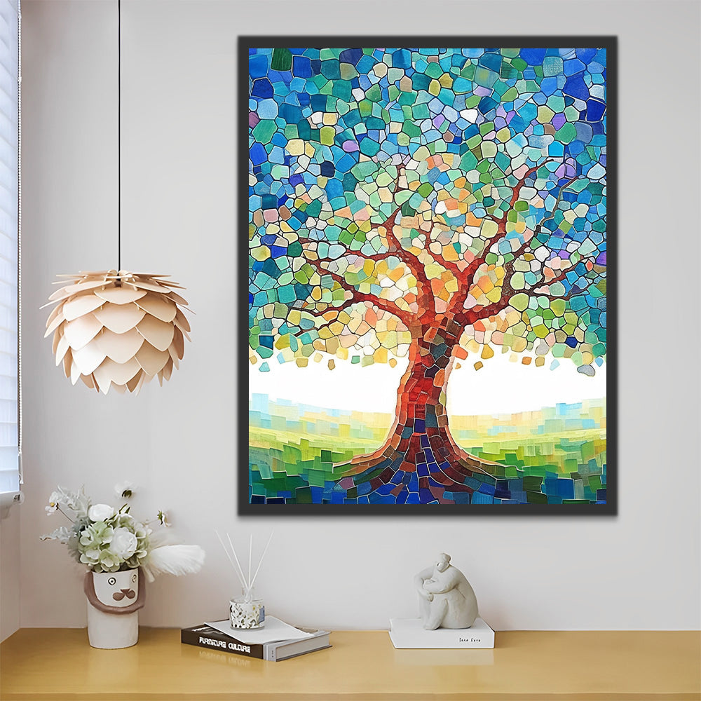 Árbol de Fragmentos Coloridos Pintar por Números