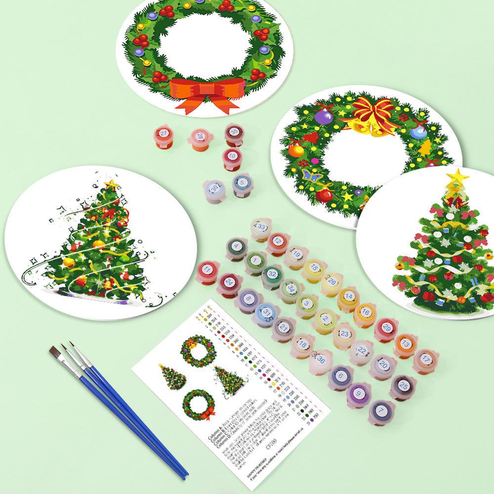 Árbol de Navidad y Guirnalda 4 Salvamanteles Pintar por Números