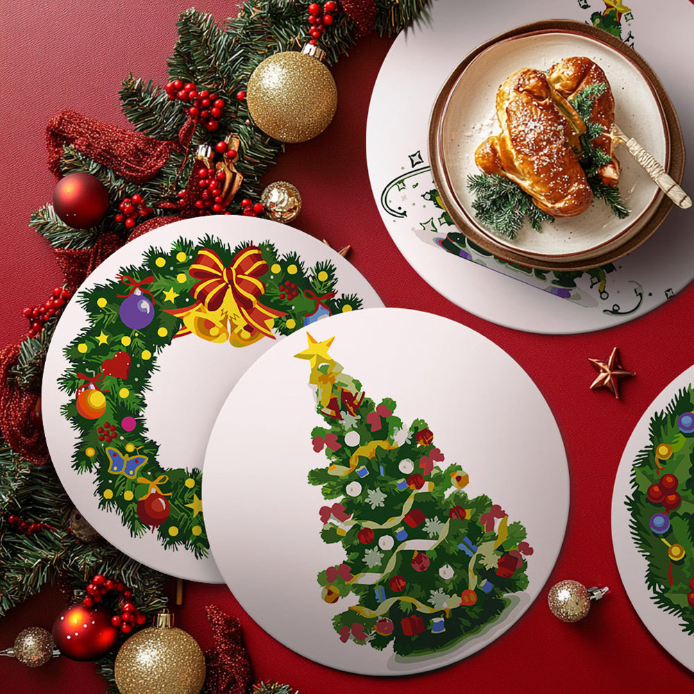 Árbol de Navidad y Guirnalda 4 Salvamanteles Pintar por Números