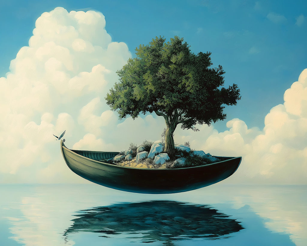 Árbol en un Barco Volando sobre el Agua Pintar por Números