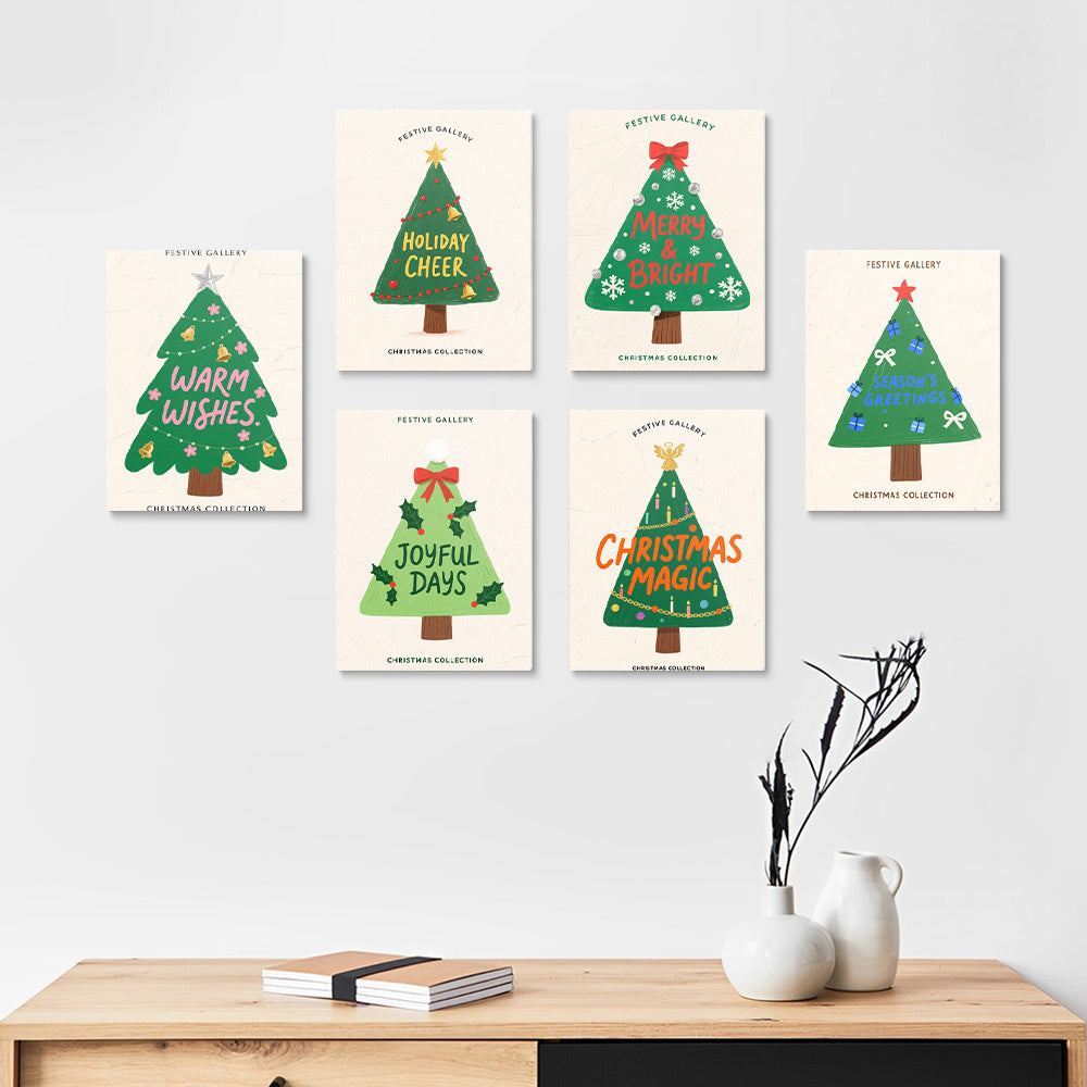 Árboles de Navidad Verdes 6 Partes Mini Pintar por Números